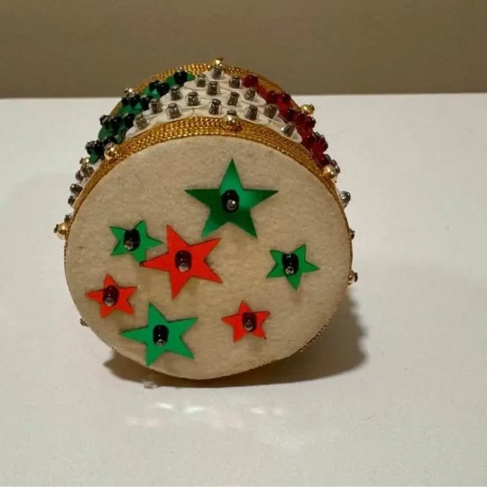 Vintage Push Pin Sequin Drum Christmas Ornament